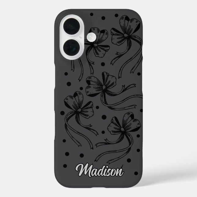 chic black  light grey coquette bows monogram  Case-Mate iPhone case (Back)