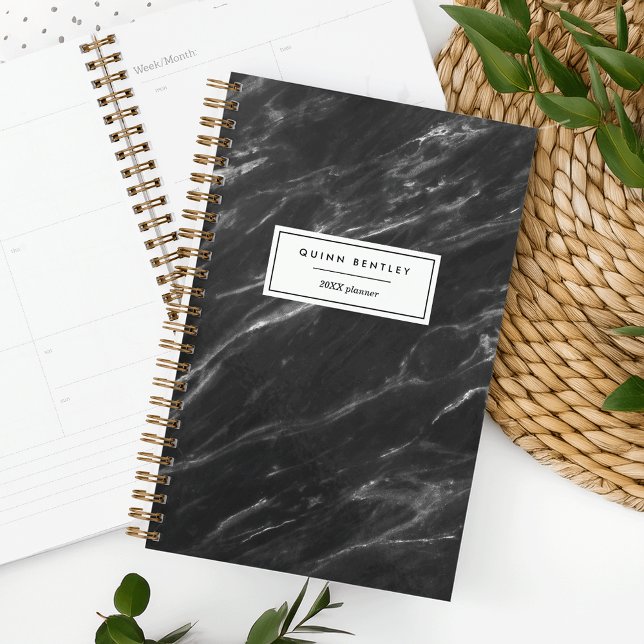 Chic Black Marble Personalised Planner (Creator Uploaded)