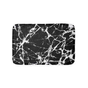 Chic Black Marble Texture White Grain Accent Bath Mat
