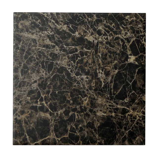 Chic black marbling pattern tile (Front)