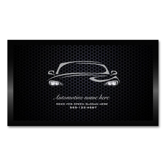 Chic black minimalist modern car business card (Front)