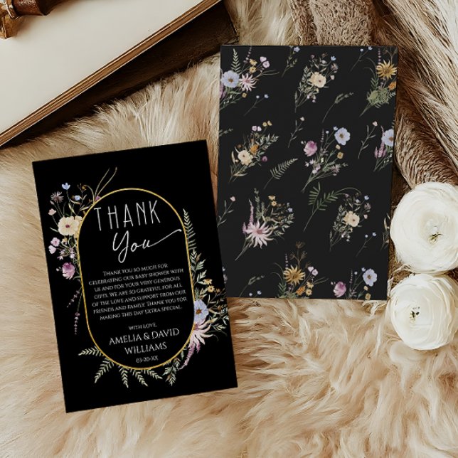 Chic Black Modern Baby Shower Thank You Card (Creator Uploaded)