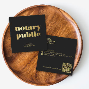 Chic Black Modern Gold Notary Public Marketing  Square Business Card