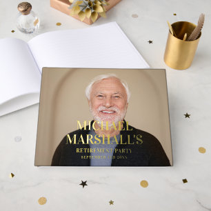 CHIC BLACK MONOGRAM RETIREMENT PHOTO GUEST BOOK