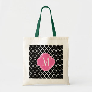 Chic Black Moroccan Lattice Personalised Tote Bag