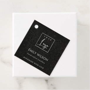 Chic Black Mosaic Jewellery Logo Branding Business Favour Tags