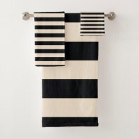 Chic Black Off-White Striped pattern