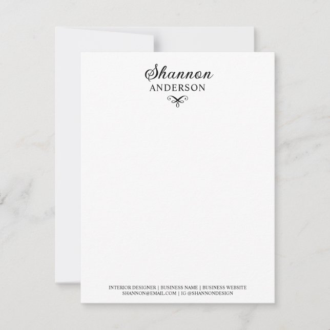 Chic Black Personalised Calligraphy Name Business Card (Front)