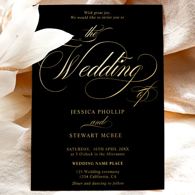 Chic black photo calligraphy wedding gold (Creator Uploaded)