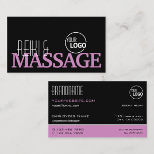 Chic Black Pink and White Simple Stylish with Logo Business Card