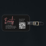 Chic Black Pink Beauty Professional QR Code  Luggage Tag<br><div class="desc">Chic Black Pink Beauty Professional QR Code Luggage Tag</div>