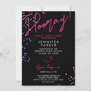 Chic Black Pink High School Graduation Invitation