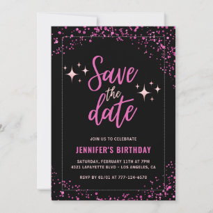 Chic Black Pink Save the date 83rd birthday Invitation