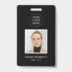 Chic Black Professional Employee Office Photo ID  Badge