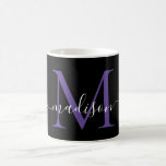Chic Black Purple Violet Monogram Elegant Script Coffee Mug<br><div class="desc">Elegant Black Purple Violet Monogram Girly Script Stylish Coffee Mug</div>