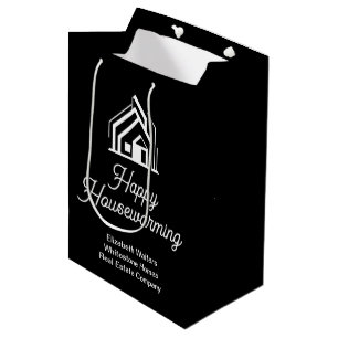 Chic Black Real Estate Company Custom Realtor Medium Gift Bag
