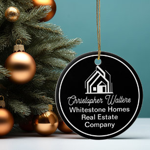 Chic Black Real Estate Company Customised Realtor Ceramic Tree Decoration