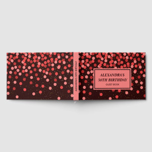 Chic Black Red Confetti Guest Book
