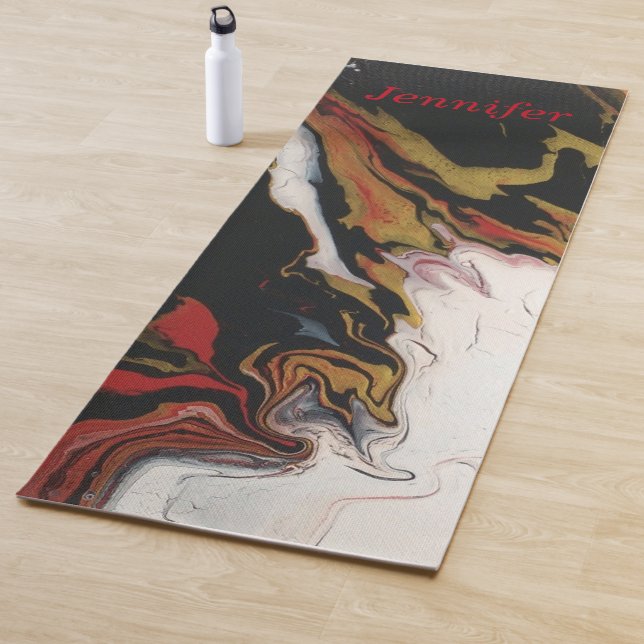 Chic Black Red Gold Personalised Yoga Mat (In Situ)