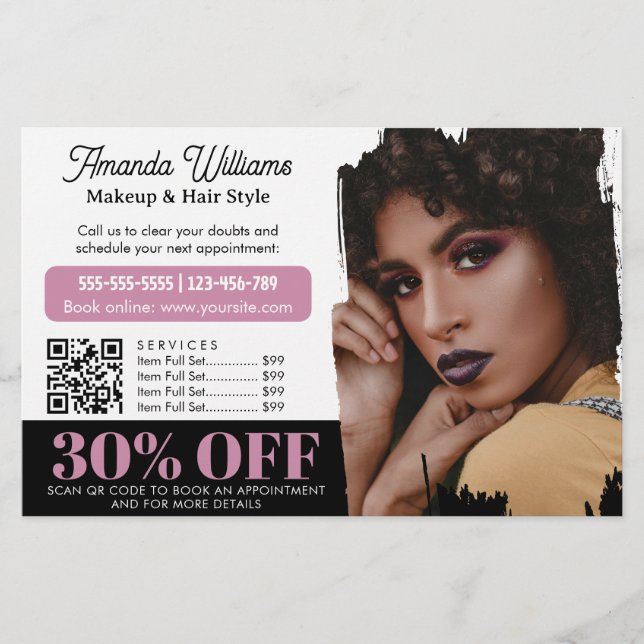 Chic Black Rose Beauty Salon Promo Discount Flyer (Front)