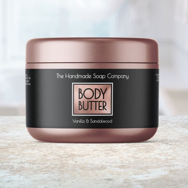 Chic Black, Rose Gold, White Body Butter Jar label (Creator Uploaded)