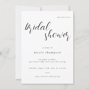 Chic Black Script Bridal Shower Invitation Minimal