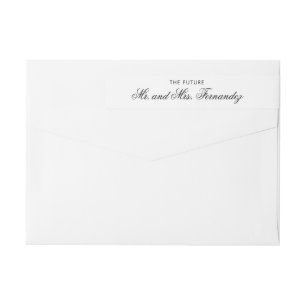 Chic Black Script Wedding Return Address Wrap Around Label