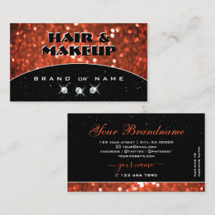 Chic Black Shimmery Salmon Orange Sparkle Glitter Business Card