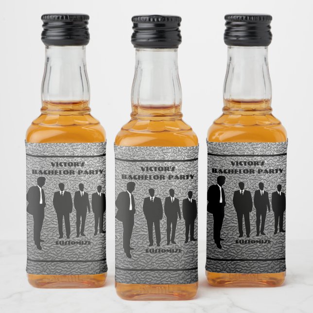 Chic Black & Silver Bachelor Party Liquor Bottle Label (Bottles)