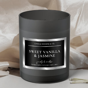 Chic Black & Silver Product Packaging Candle Label