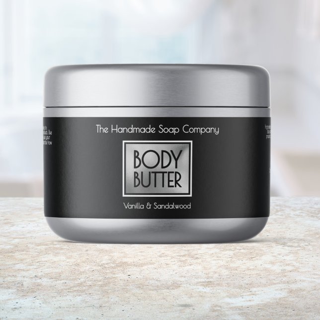Chic Black, Silver, White Body Butter Jar label (Creator Uploaded)