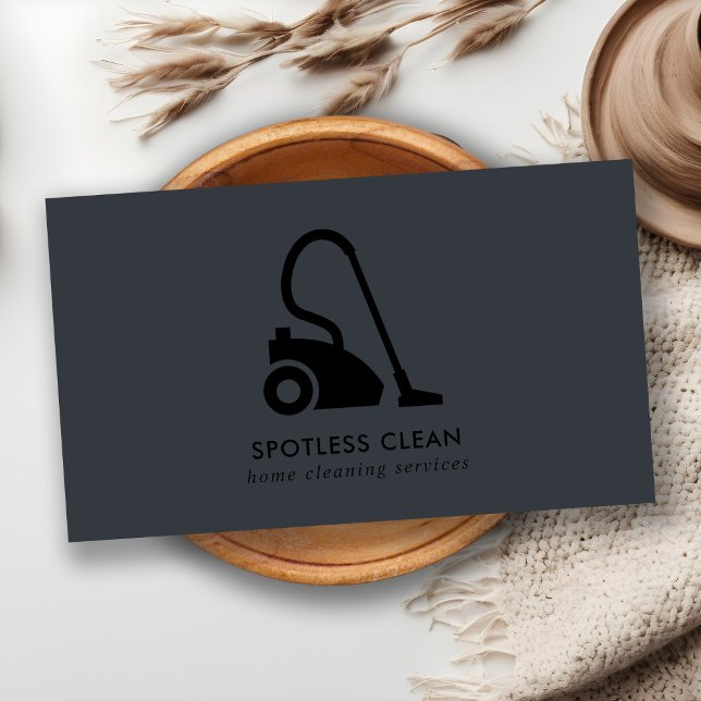 CHIC BLACK SIMPLE VACUUM CLEANER CLEANING SERVICE BUSINESS CARD (Creator Uploaded)