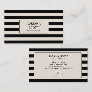 Chic Black Stripe Beauty Professional Business Card