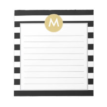 Chic Black Stripes Monogram Pad