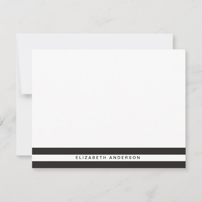 Chic Black Stripes  Personalised Stationery Cards (Front)