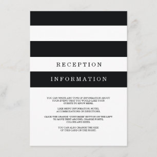 Chic Black Stripes Wedding Insert Card