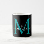Chic Black Teal Green Monogram Elegant Script Coffee Mug<br><div class="desc">Elegant Black Teal Green Monogram Girly Script Stylish Coffee Mug</div>
