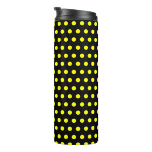 Chic Black Thermal Tumbler with Yellow Dot Pattern