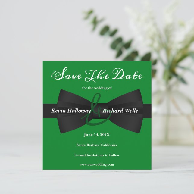 Chic Black Tie Gay Wedding Save The Date (Standing Front)