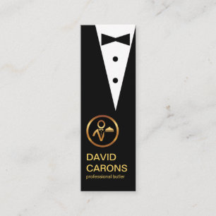 Chic Black Tuxedo Butler Services Mini Business Card