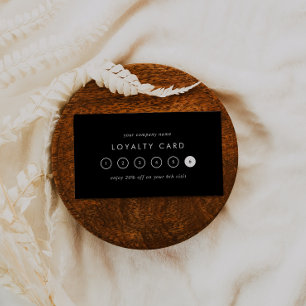 Chic Black Typography Business Reward 6 Punch Loyalty Card
