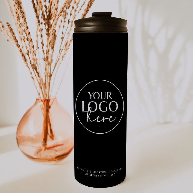 Chic Black Typography Custom Business Logo Thermal Tumbler (Creator Uploaded)