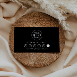 Chic Black Typography Logo Business Reward 6 Punch Loyalty Card