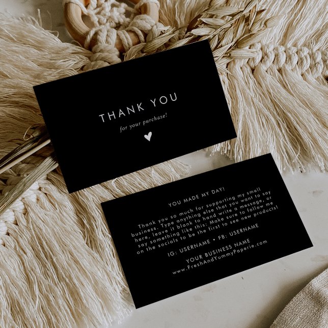 Chic Black Typography Thank You Business Card (Creator Uploaded)