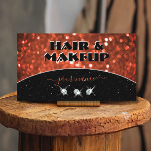 Chic Black Vermilion Red Sparkle Glitter Glamourou Business Card