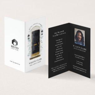 Chic Black Watercolor Front Door Photo & Services Business Card