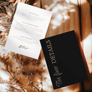 Chic Black Wedding Details Enclosure Card