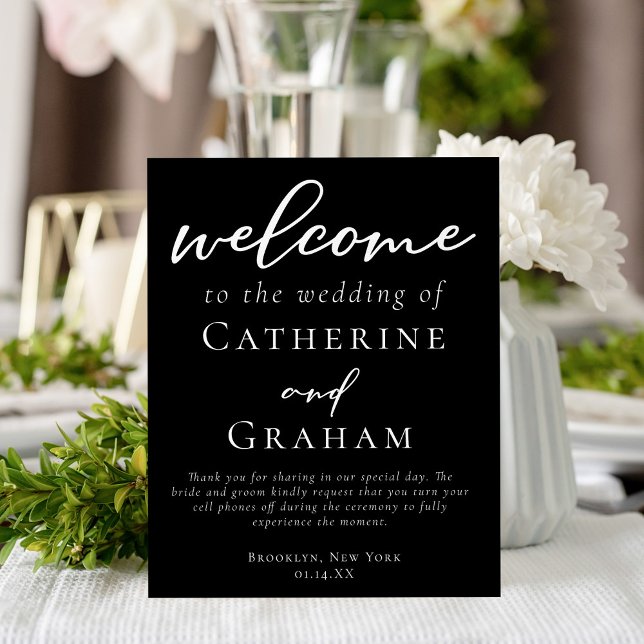 Chic Black Welcome to Our Wedding Minimalist Acrylic Sign (Creator Uploaded)