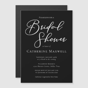 Chic Black White Bridal Shower Personalized Magnetic Invitation