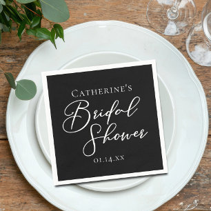 Chic Black White Bridal Shower Personalized Napkin